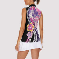 Aloha Vintage Hibiscus Lei Seamless Pattern Women Sleeveless Polo Shirt LT9 - Polynesian Pride