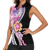 Aloha Vintage Hibiscus Lei Seamless Pattern Women Sleeveless Polo Shirt LT9 - Polynesian Pride