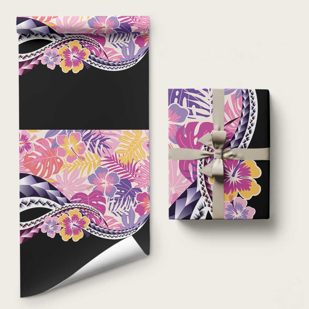 Aloha Vintage Hibiscus Lei Seamless Pattern Wrapping Paper LT9 58" × 23" Pink - Polynesian Pride