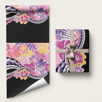 Aloha Vintage Hibiscus Lei Seamless Pattern Wrapping Paper LT9 58" × 23" Pink - Polynesian Pride