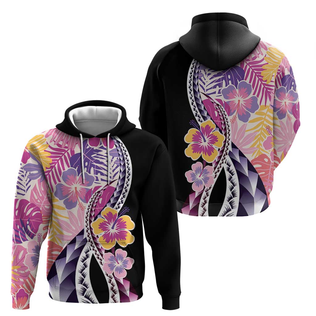 Aloha Vintage Hibiscus Lei Seamless Pattern Zip Hoodie - Polynesian Pride