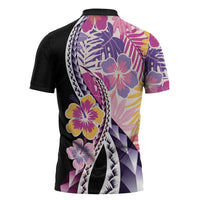 Aloha Vintage Hibiscus Lei Seamless Pattern Zipper Polo Shirt LT9 - Polynesian Pride