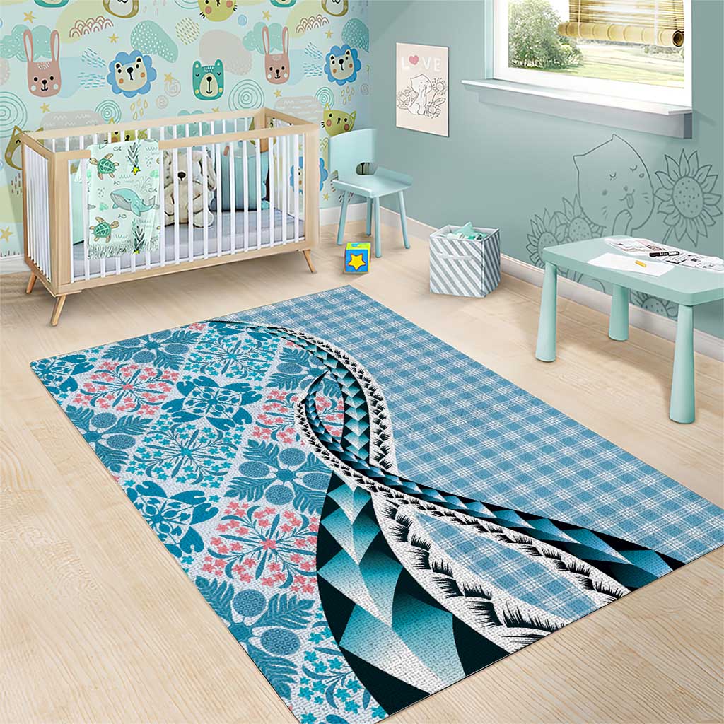 Aloha Vintage Palaka Floral Hawaiian Quilt Area Rug Uliuli Motif - Polynesian Pride