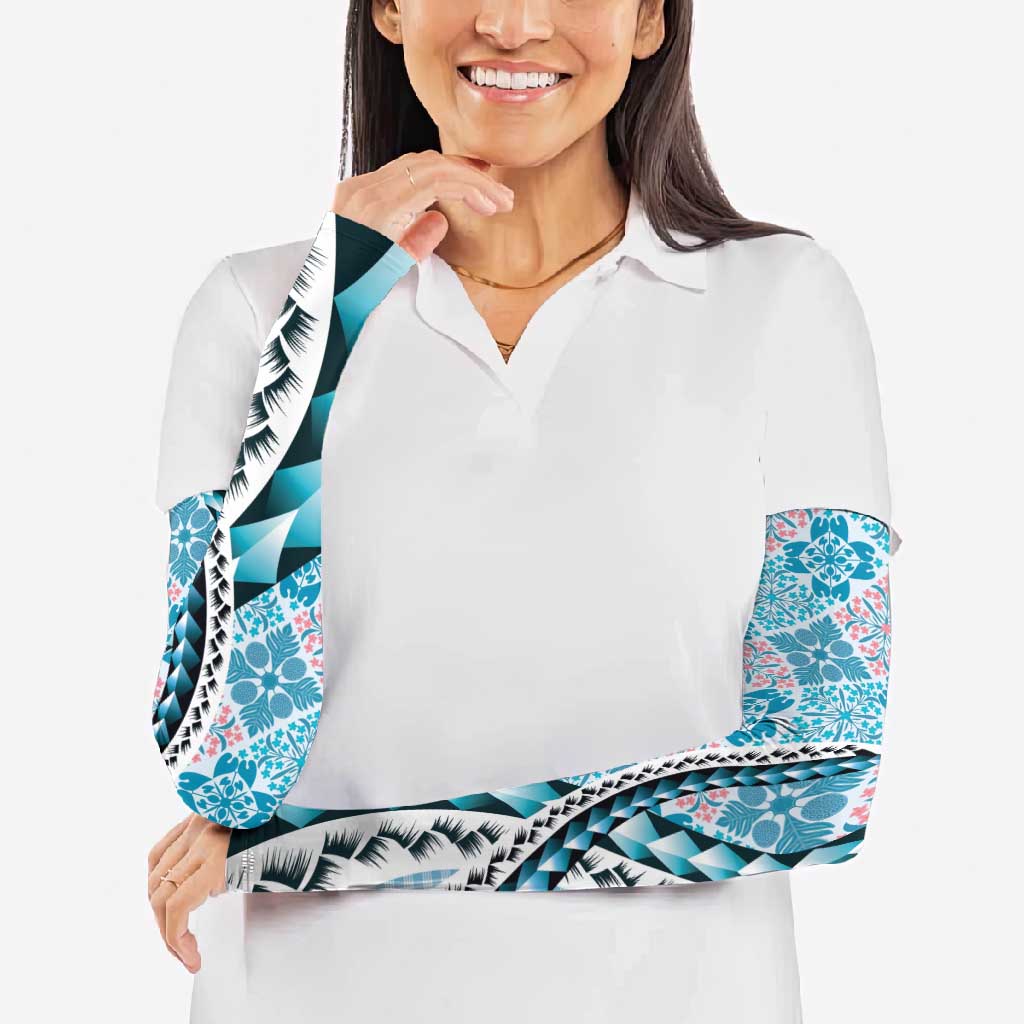 Aloha Vintage Palaka Floral Hawaiian Quilt Arm Sleeves Uliuli Motif - Polynesian Pride