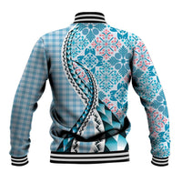 Aloha Vintage Palaka Floral Hawaiian Quilt Baseball Jacket Uliuli Motif - Polynesian Pride