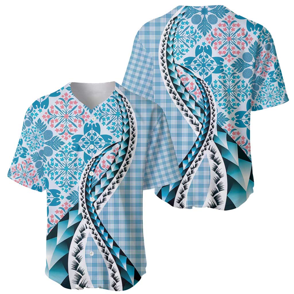 Aloha Vintage Palaka Floral Hawaiian Quilt Baseball Jersey Uliuli Motif - Polynesian Pride