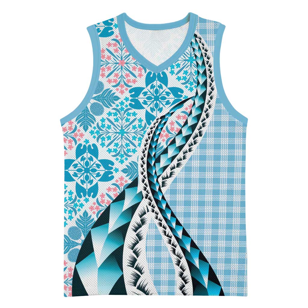 Aloha Vintage Palaka Floral Hawaiian Quilt Basketball Jersey Uliuli Motif - Polynesian Pride