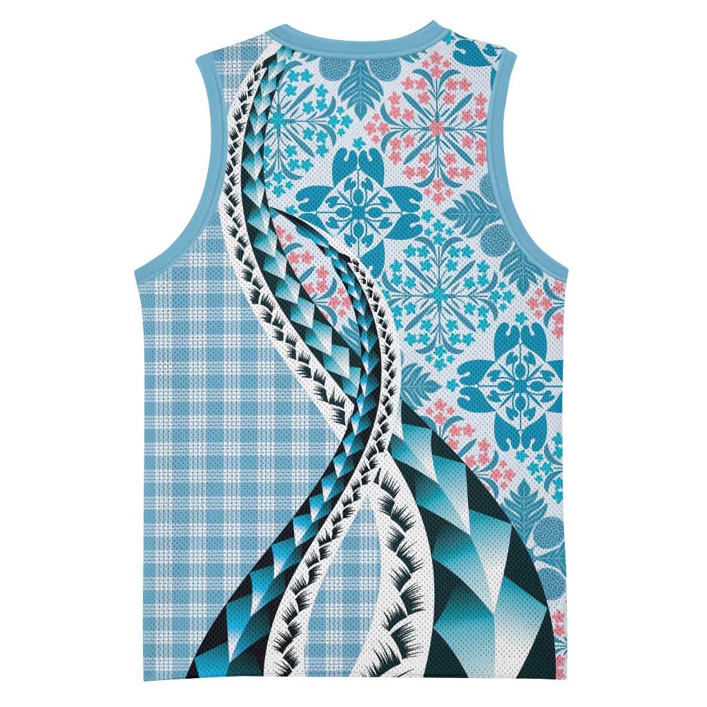 Aloha Vintage Palaka Floral Hawaiian Quilt Basketball Jersey Uliuli Motif - Polynesian Pride