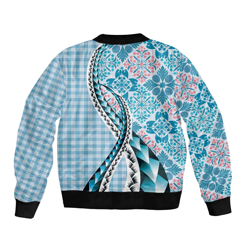 Aloha Vintage Palaka Floral Hawaiian Quilt Bomber Jacket Uliuli Motif - Polynesian Pride