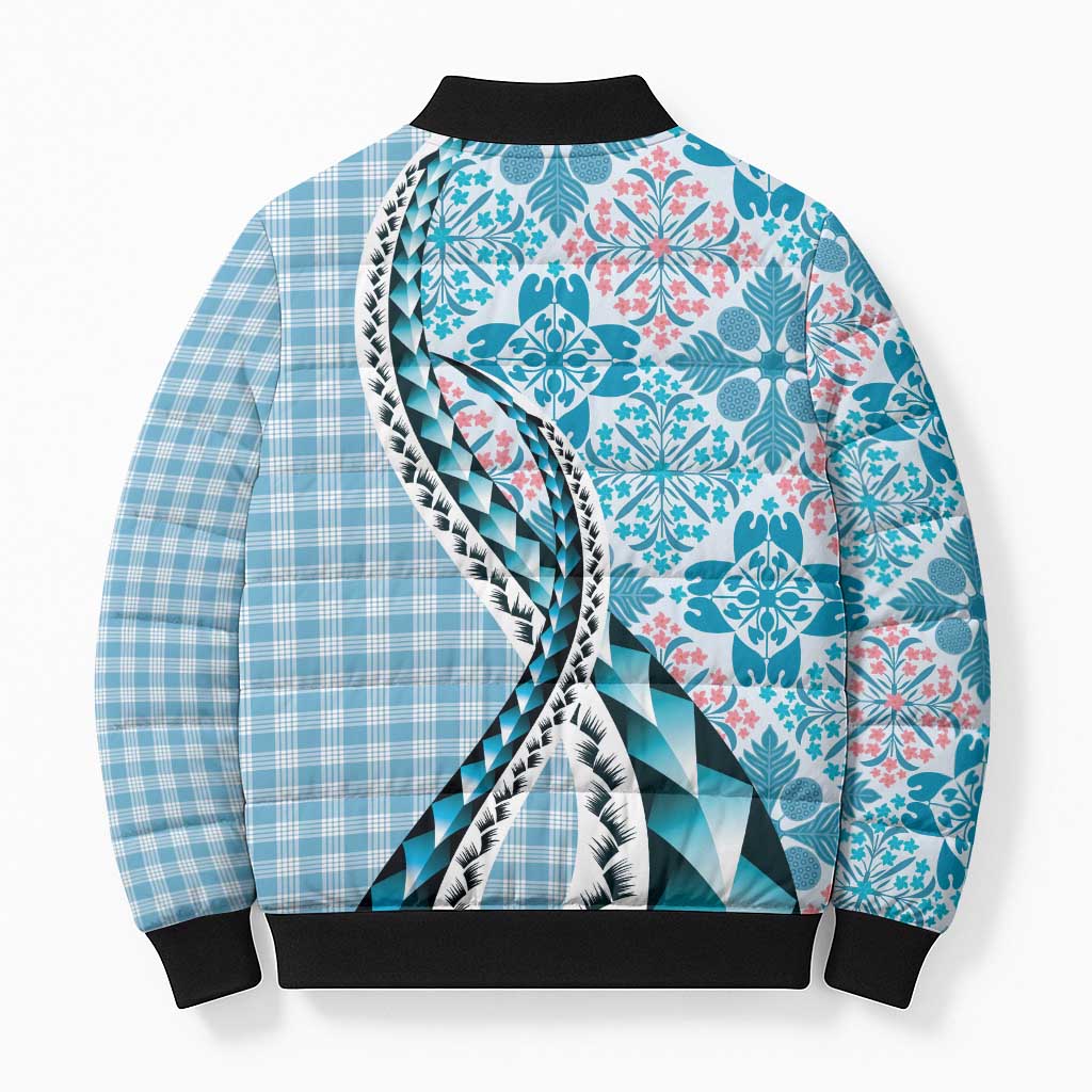 Aloha Vintage Palaka Floral Hawaiian Quilt Bomber Puffer Jacket Uliuli Motif LT9 - Polynesian Pride