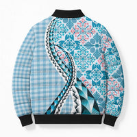 Aloha Vintage Palaka Floral Hawaiian Quilt Bomber Puffer Jacket Uliuli Motif LT9 - Polynesian Pride
