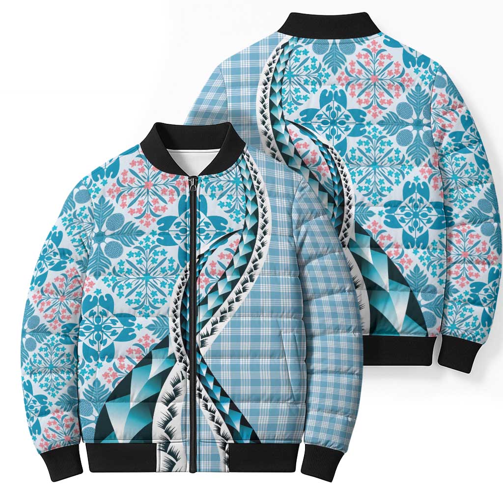 Aloha Vintage Palaka Floral Hawaiian Quilt Bomber Puffer Jacket Uliuli Motif LT9 - Polynesian Pride