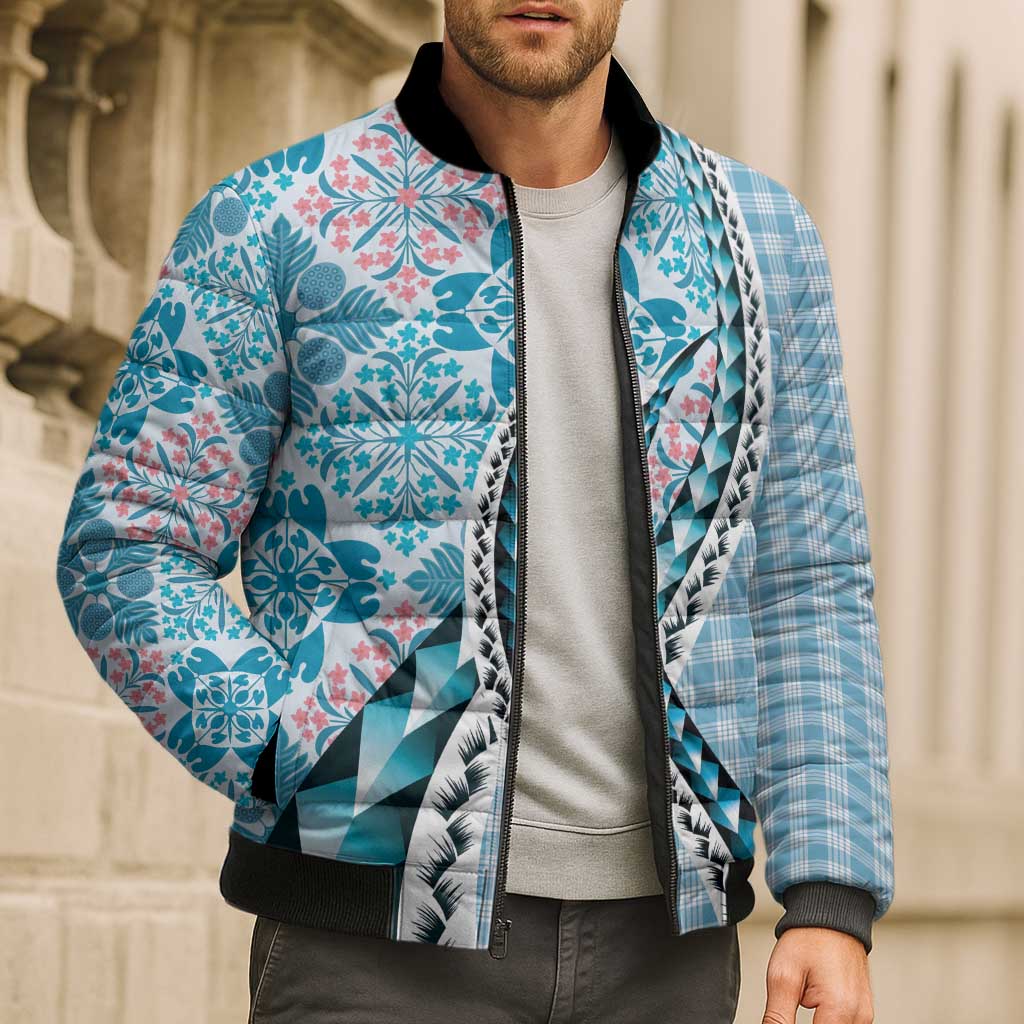 Aloha Vintage Palaka Floral Hawaiian Quilt Bomber Puffer Jacket Uliuli Motif LT9 - Polynesian Pride