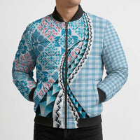 Aloha Vintage Palaka Floral Hawaiian Quilt Bomber Puffer Jacket Uliuli Motif LT9 - Polynesian Pride