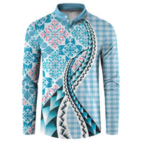 Aloha Vintage Palaka Floral Hawaiian Quilt Button Sweatshirt Uliuli Motif - Polynesian Pride