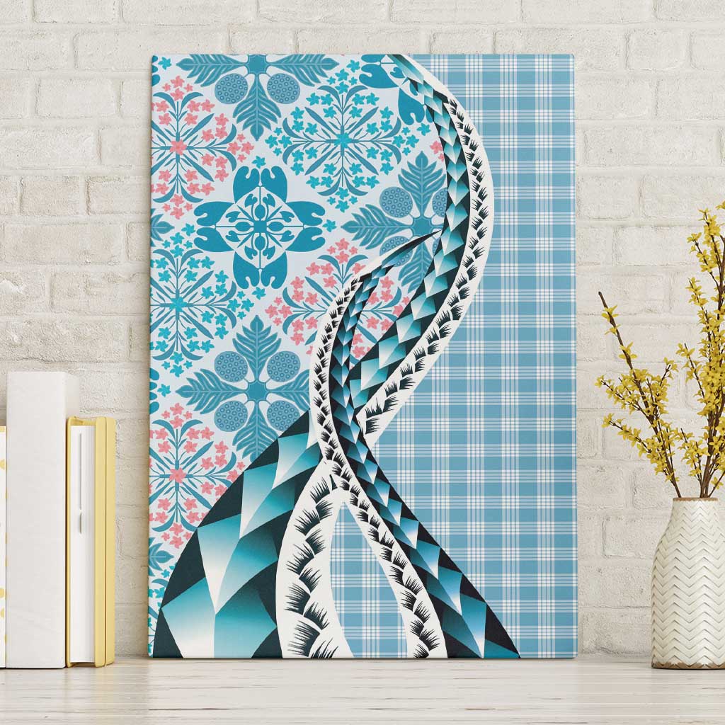 Aloha Vintage Palaka Floral Hawaiian Quilt Canvas Wall Art Uliuli Motif - Polynesian Pride