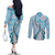 Aloha Vintage Palaka Floral Hawaiian Quilt Couples Matching Off The Shoulder Long Sleeve Dress and Long Sleeve Button Shirt Uliuli Motif - Polynesian Pride