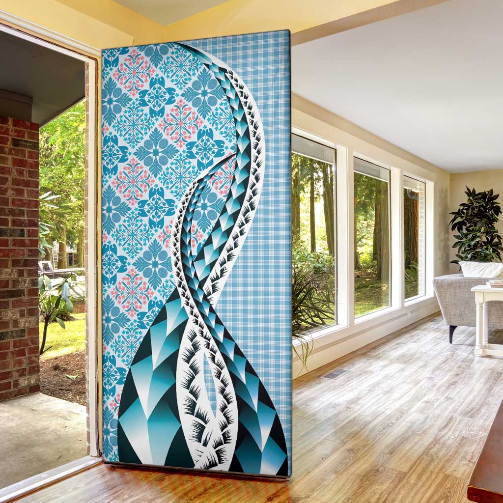 Aloha Vintage Palaka Floral Hawaiian Quilt Door Cover Uliuli Motif - Polynesian Pride