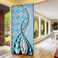 Aloha Vintage Palaka Floral Hawaiian Quilt Door Cover Uliuli Motif - Polynesian Pride