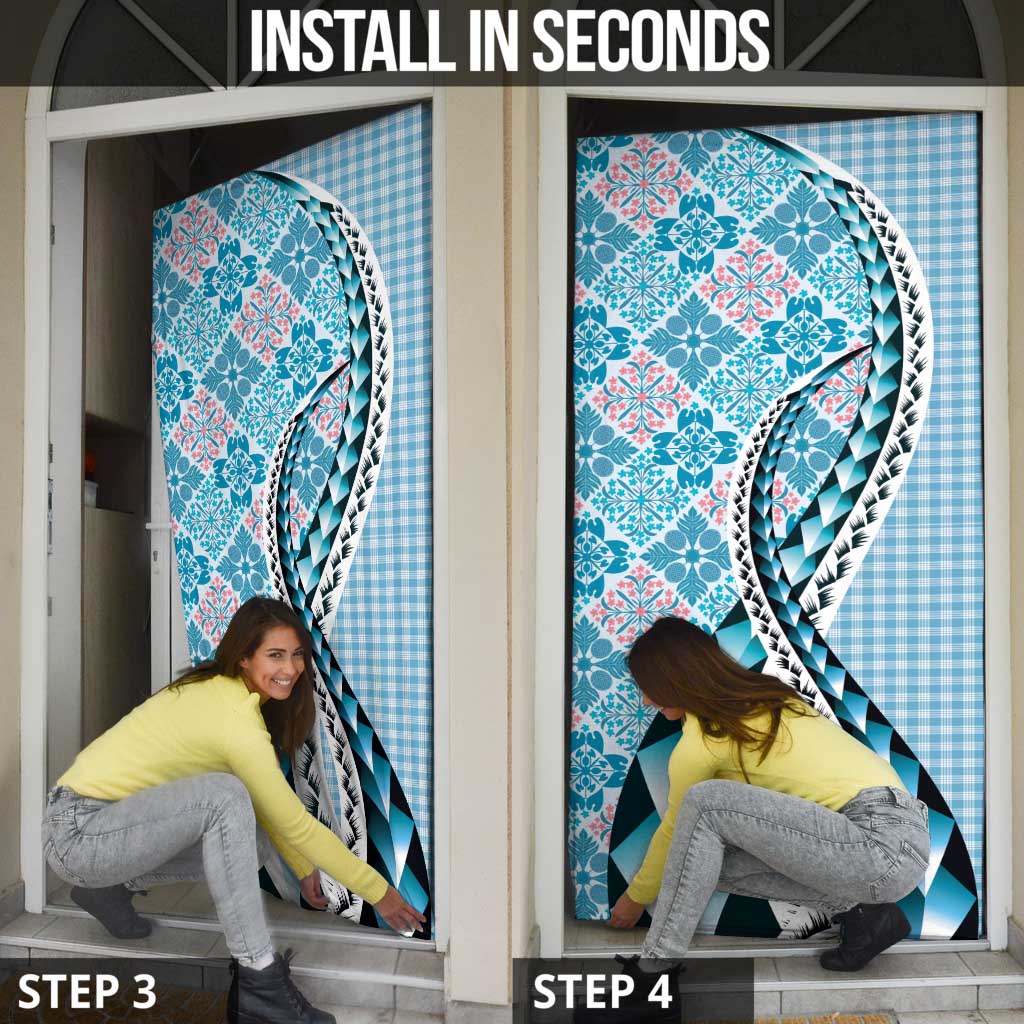 Aloha Vintage Palaka Floral Hawaiian Quilt Door Cover Uliuli Motif - Polynesian Pride