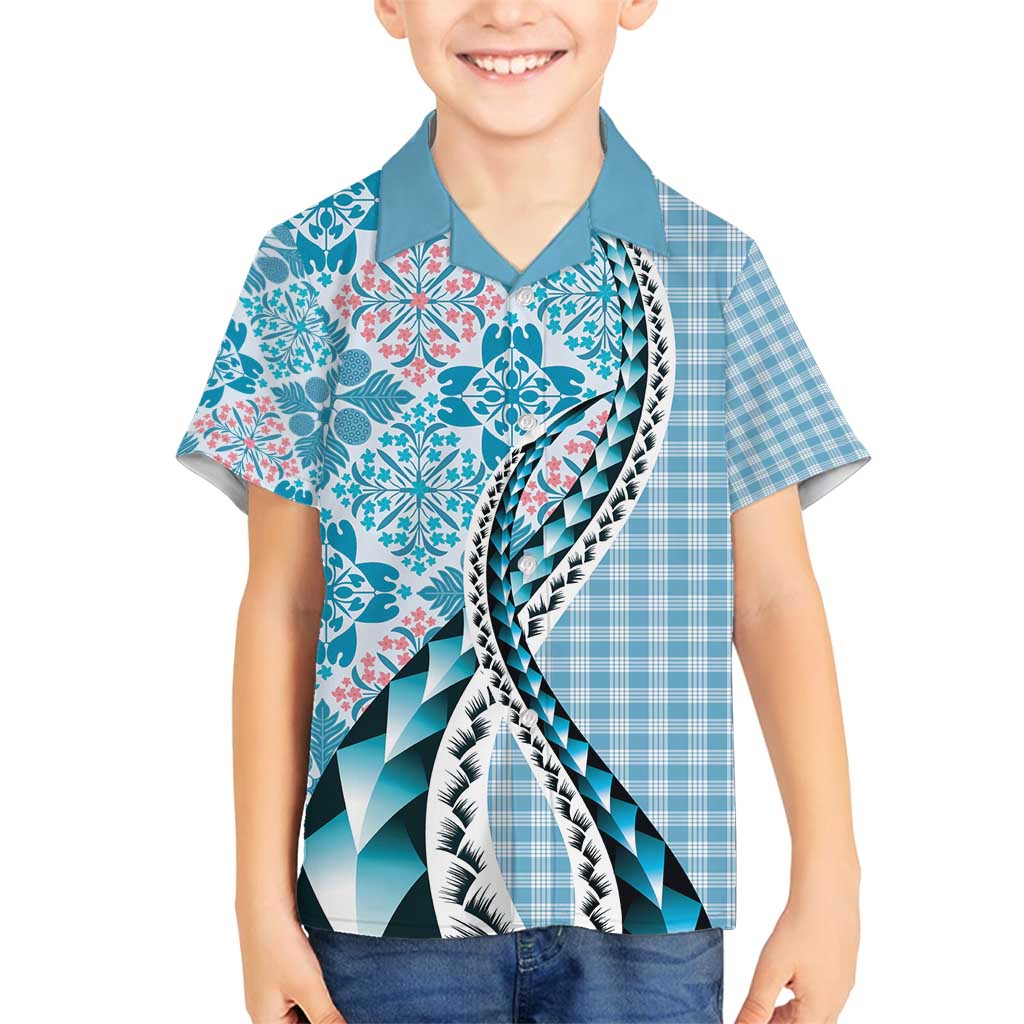 Aloha Vintage Palaka Floral Hawaiian Quilt Family Matching Tank Maxi Dress and Hawaiian Shirt Uliuli Motif - Polynesian Pride