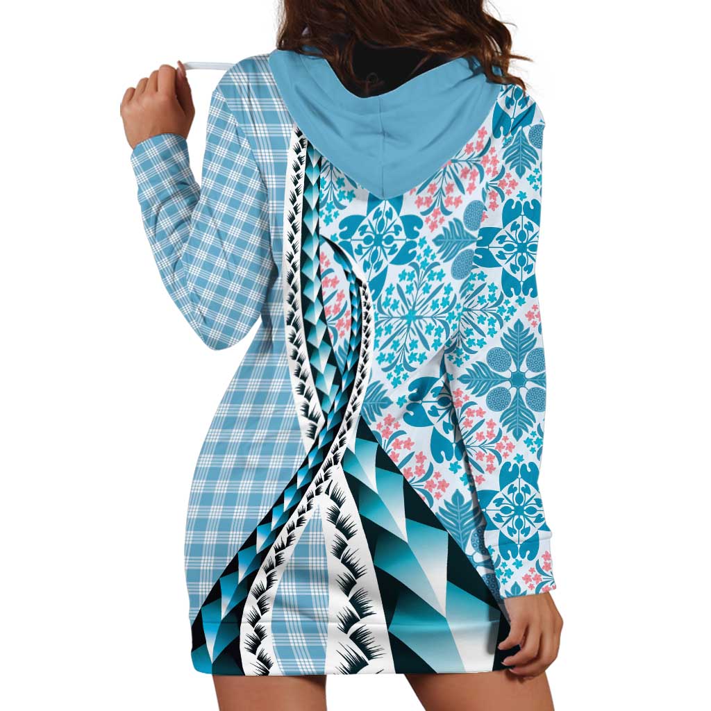 Aloha Vintage Palaka Floral Hawaiian Quilt Hoodie Dress Uliuli Motif - Polynesian Pride