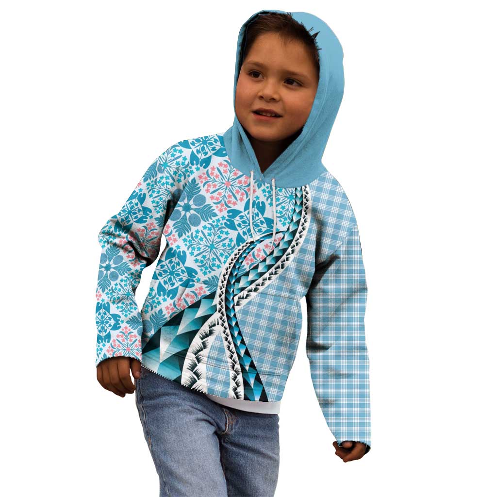 Aloha Vintage Palaka Floral Hawaiian Quilt Kid Hoodie Uliuli Motif - Polynesian Pride