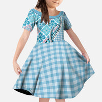 Aloha Vintage Palaka Floral Hawaiian Quilt Kid Short Sleeve Dress Uliuli Motif - Polynesian Pride