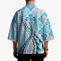 Aloha Vintage Palaka Floral Hawaiian Quilt Kimono Uliuli Motif - Polynesian Pride