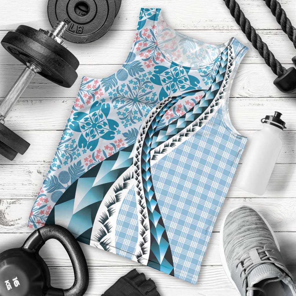 Aloha Vintage Palaka Floral Hawaiian Quilt Men Tank Top Uliuli Motif - Polynesian Pride