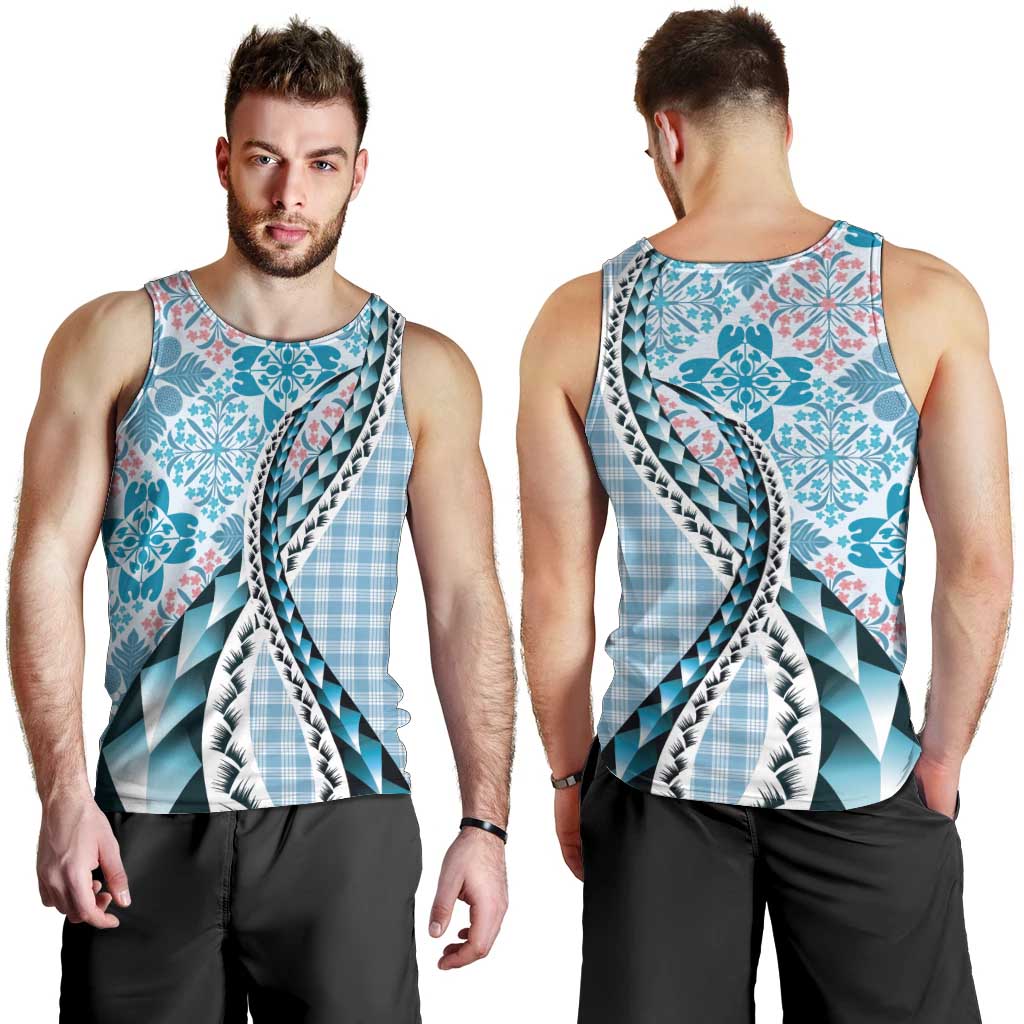 Aloha Vintage Palaka Floral Hawaiian Quilt Men Tank Top Uliuli Motif - Polynesian Pride