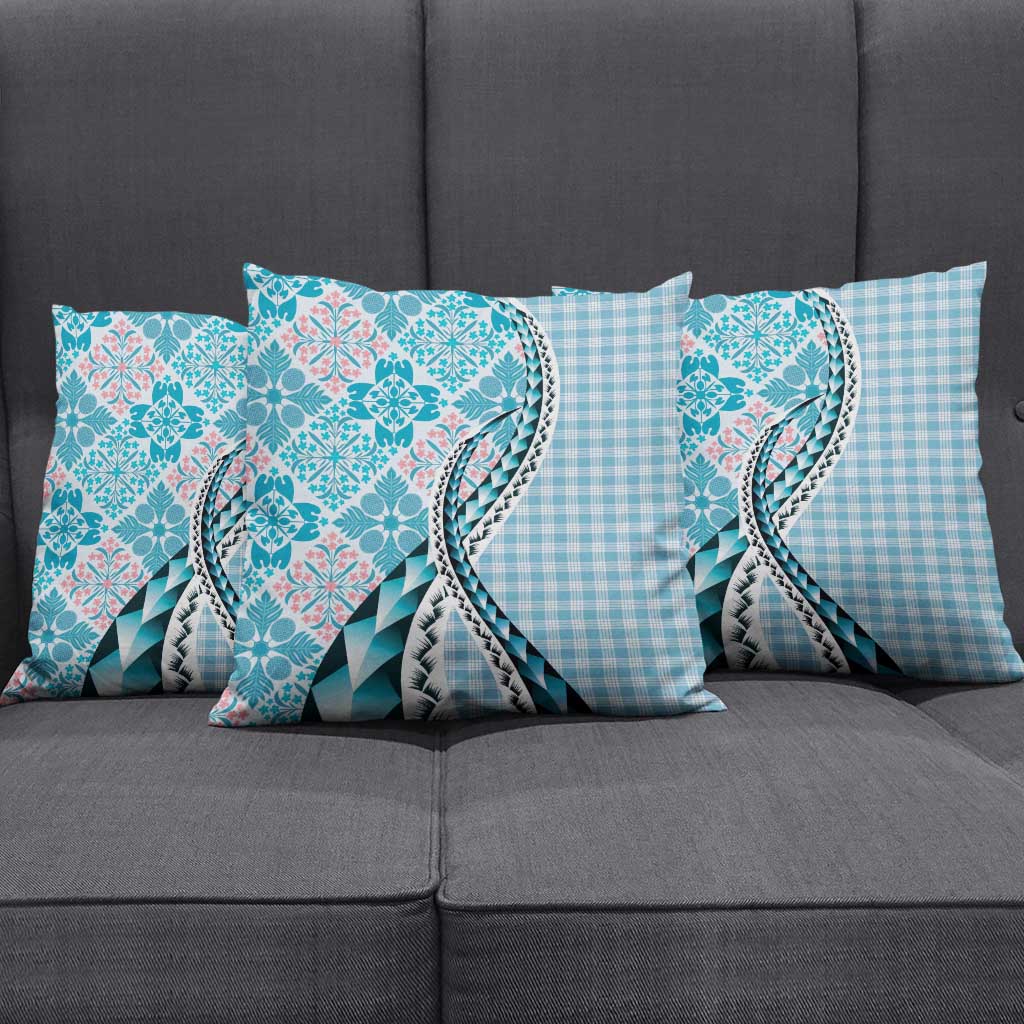 Aloha Vintage Palaka Floral Hawaiian Quilt Pillow Cover Uliuli Motif - Polynesian Pride