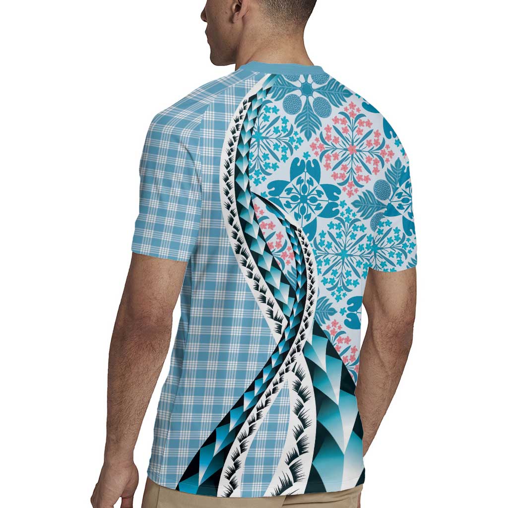Aloha Vintage Palaka Floral Hawaiian Quilt Rugby Jersey Uliuli Motif - Polynesian Pride
