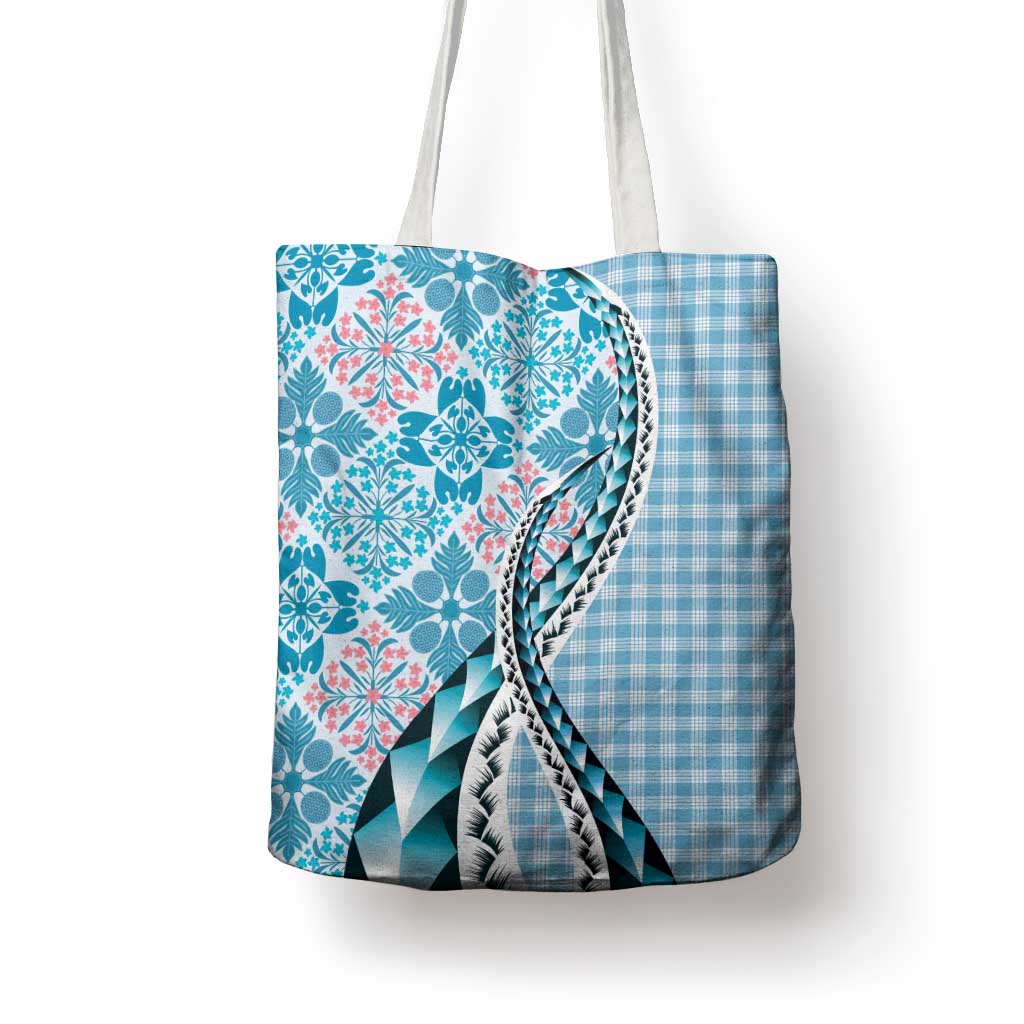 Aloha Vintage Palaka Floral Hawaiian Quilt Tote Bag Uliuli Motif - Polynesian Pride