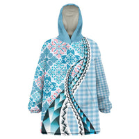 Aloha Vintage Palaka Floral Hawaiian Quilt Wearable Blanket Hoodie Uliuli Motif - Polynesian Pride