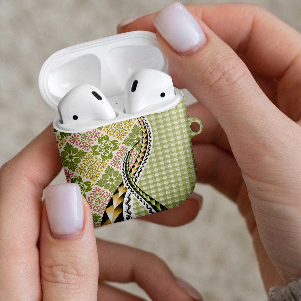 Aloha Vintage Palaka Floral Hawaiian Quilt AirPods Case Omaomao Motif - Polynesian Pride