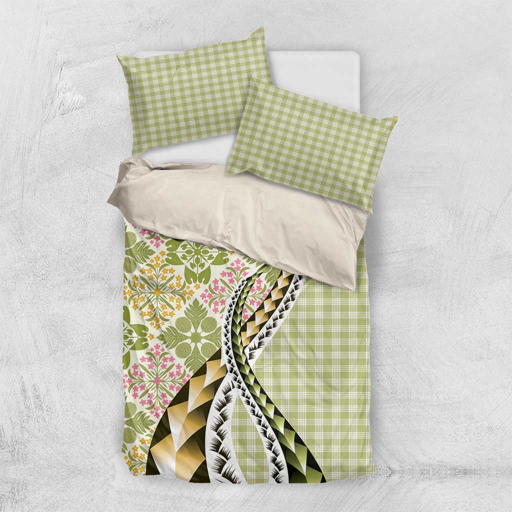 Aloha Vintage Palaka Floral Hawaiian Quilt Bedding Set Omaomao Motif - Polynesian Pride