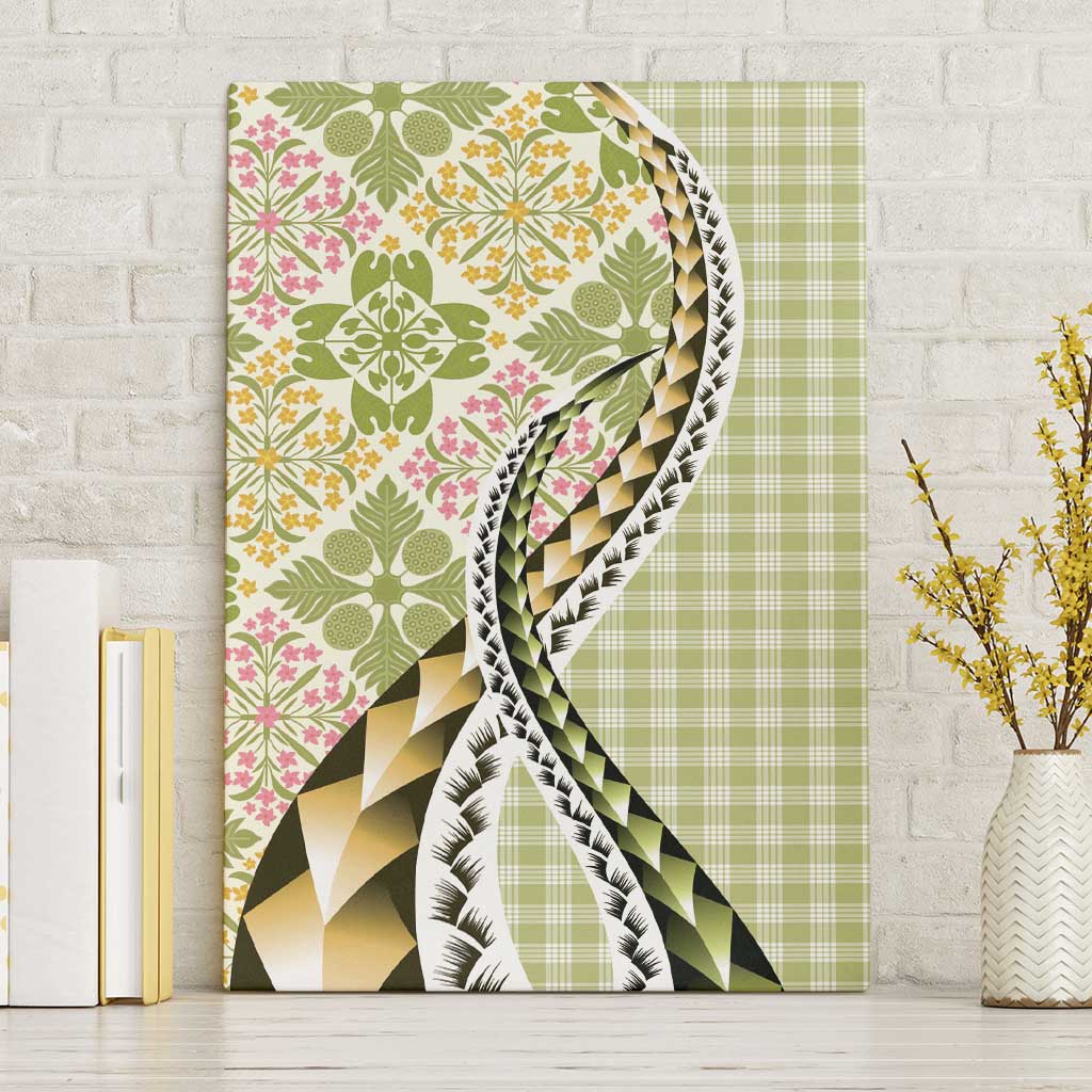 Aloha Vintage Palaka Floral Hawaiian Quilt Canvas Wall Art Omaomao Motif - Polynesian Pride