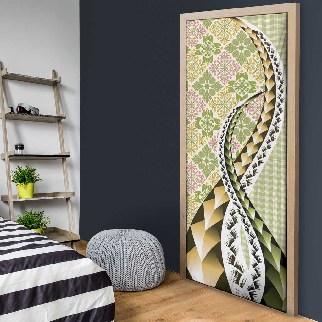 Aloha Vintage Palaka Floral Hawaiian Quilt Door Cover Omaomao Motif - Polynesian Pride