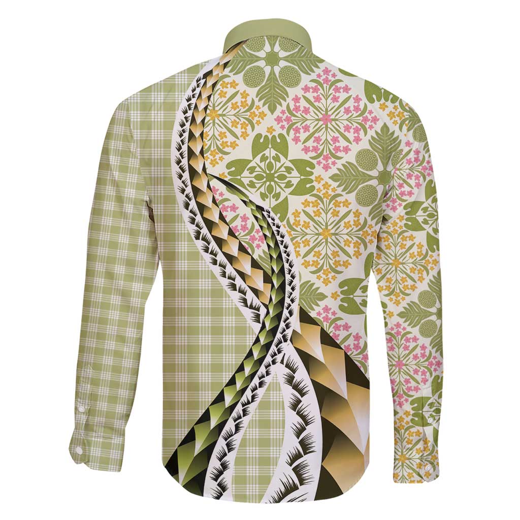 Aloha Vintage Palaka Floral Hawaiian Quilt Family Matching Short Sleeve Bodycon Dress and Hawaiian Shirt Omaomao Motif - Polynesian Pride