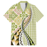 Aloha Vintage Palaka Floral Hawaiian Quilt Hawaiian Shirt Omaomao Motif - Polynesian Pride