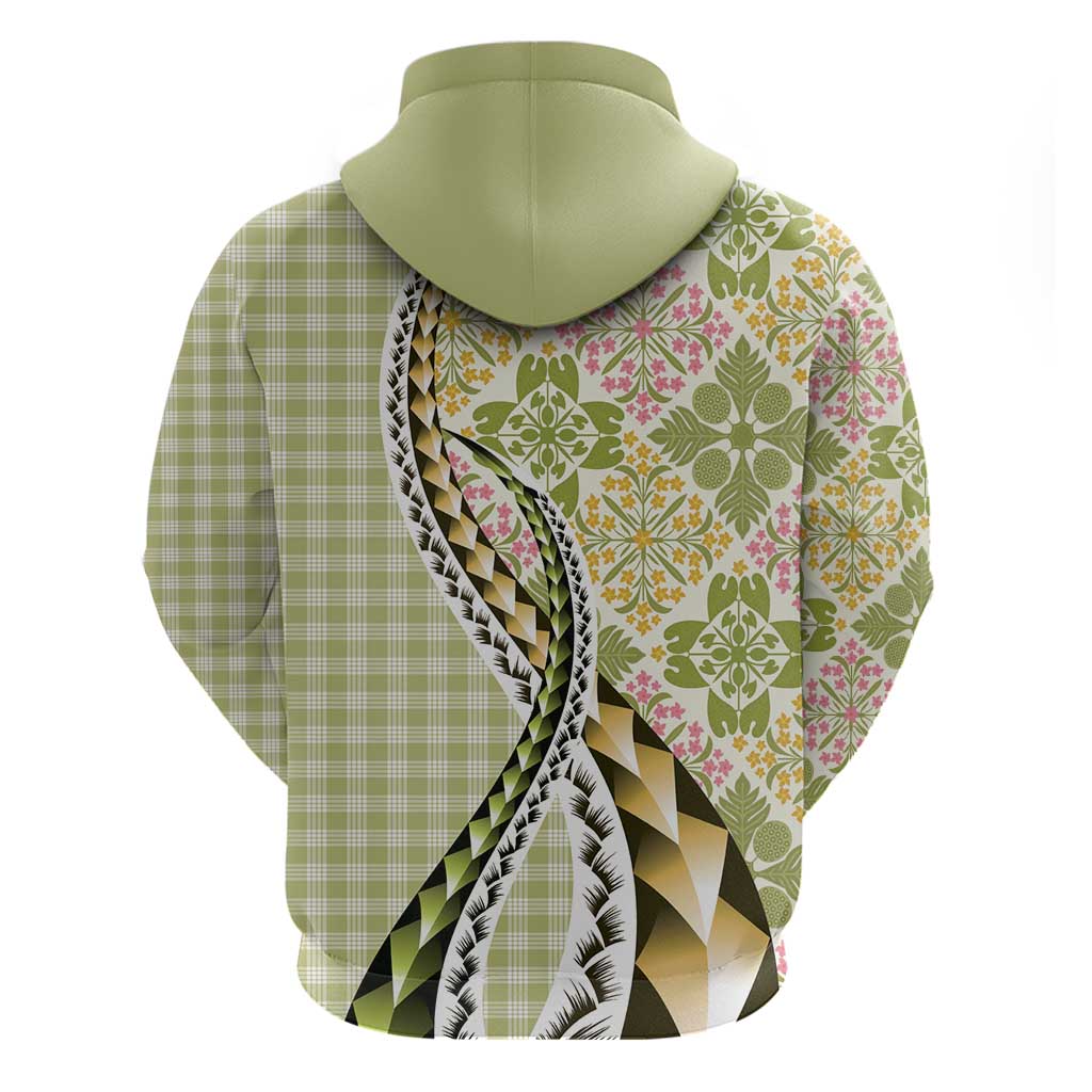 Aloha Vintage Palaka Floral Hawaiian Quilt Hoodie Omaomao Motif - Polynesian Pride