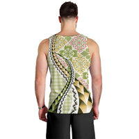 Aloha Vintage Palaka Floral Hawaiian Quilt Men Tank Top Omaomao Motif - Polynesian Pride