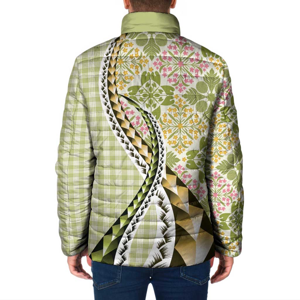 Aloha Vintage Palaka Floral Hawaiian Quilt Padded Jacket Omaomao Motif - Polynesian Pride