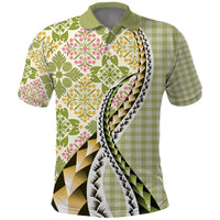 Aloha Vintage Palaka Floral Hawaiian Quilt Polo Shirt Omaomao Motif - Polynesian Pride
