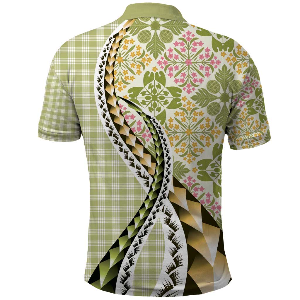 Aloha Vintage Palaka Floral Hawaiian Quilt Polo Shirt Omaomao Motif - Polynesian Pride