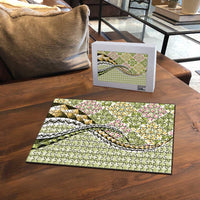 Aloha Vintage Palaka Floral Hawaiian Quilt Puzzle Omaomao Motif - Polynesian Pride