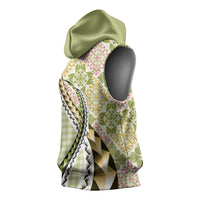 Aloha Vintage Palaka Floral Hawaiian Quilt Sleeveless Hoodie Omaomao Motif - Polynesian Pride