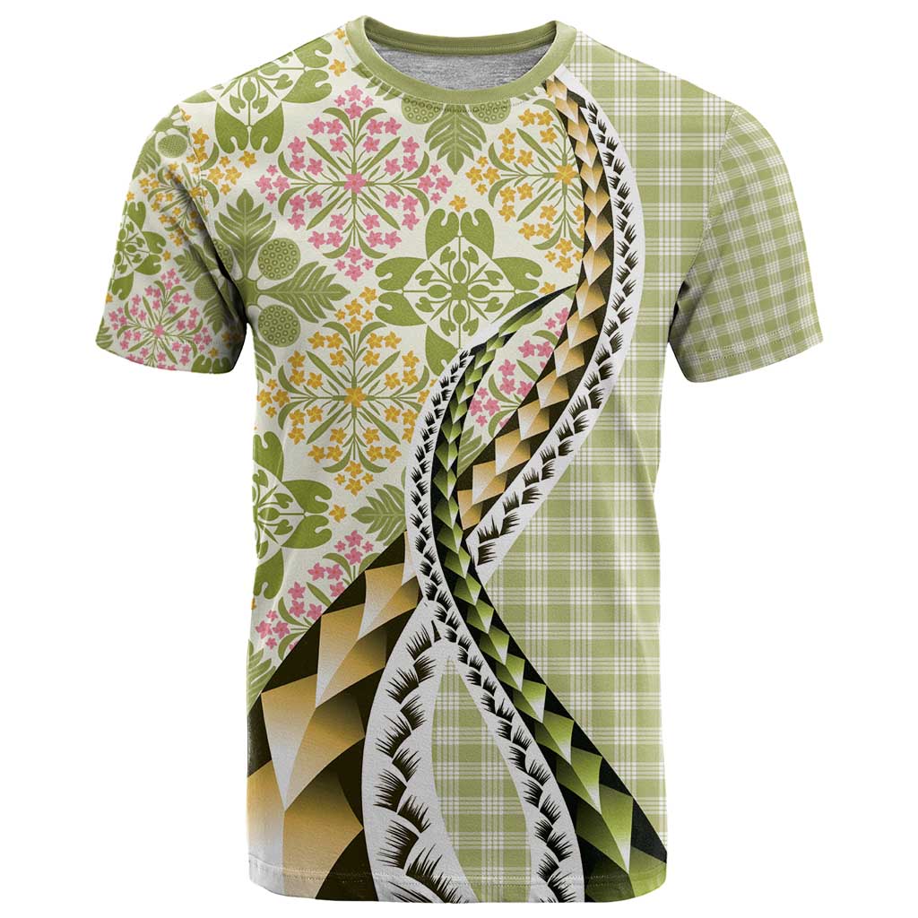 Aloha Vintage Palaka Floral Hawaiian Quilt T Shirt Omaomao Motif - Polynesian Pride