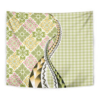 Aloha Vintage Palaka Floral Hawaiian Quilt Tapestry Omaomao Motif - Polynesian Pride